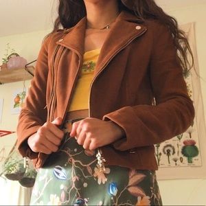 brown/tan suede moto jacket